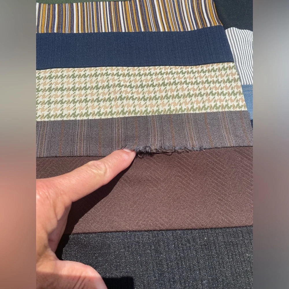 Multi Color Men’s Suit Patchwork Quilt with a sherpa Backing 66”/82”